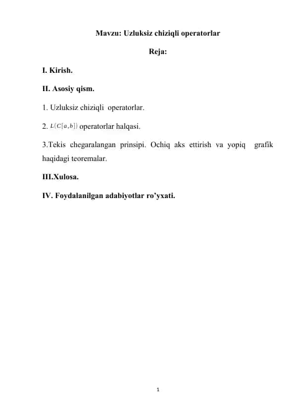 Uzluksiz chiziqli operatorlar
