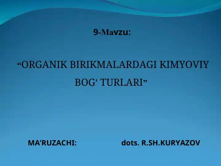 Kimyoviy bog'lar turlari