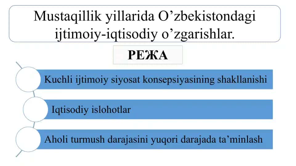 Mustaqillik yillarida O'zbekistondagi ijtimoiy-iqtisodiy o'zgarishlar