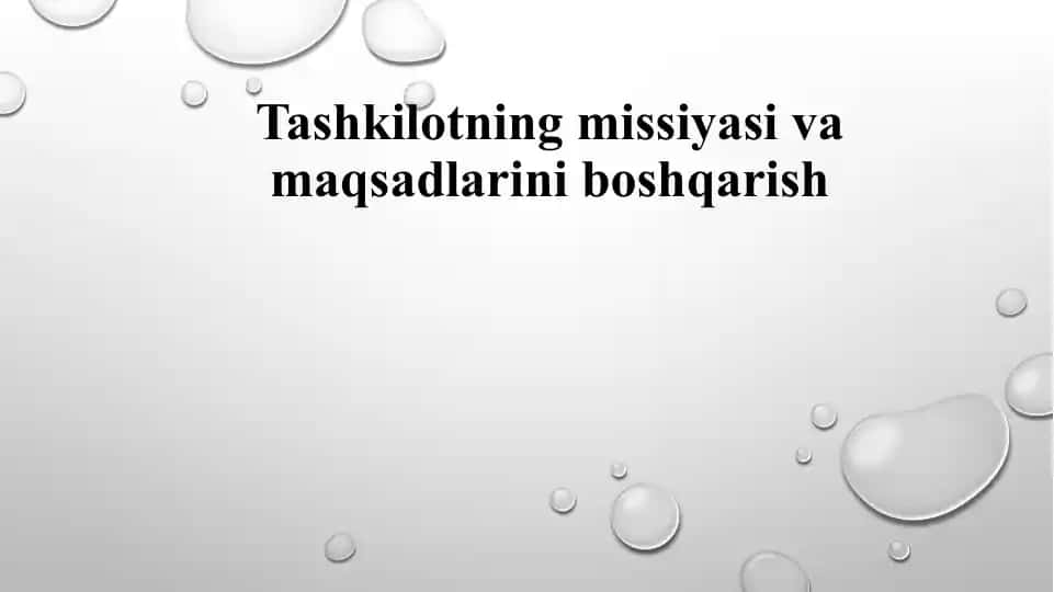 Tashkilotning missiyasi va maqsadlarini boshqarish