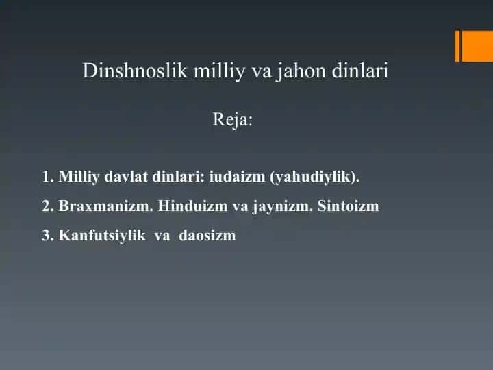 Dinshnoslik milliy va jahon dinlari