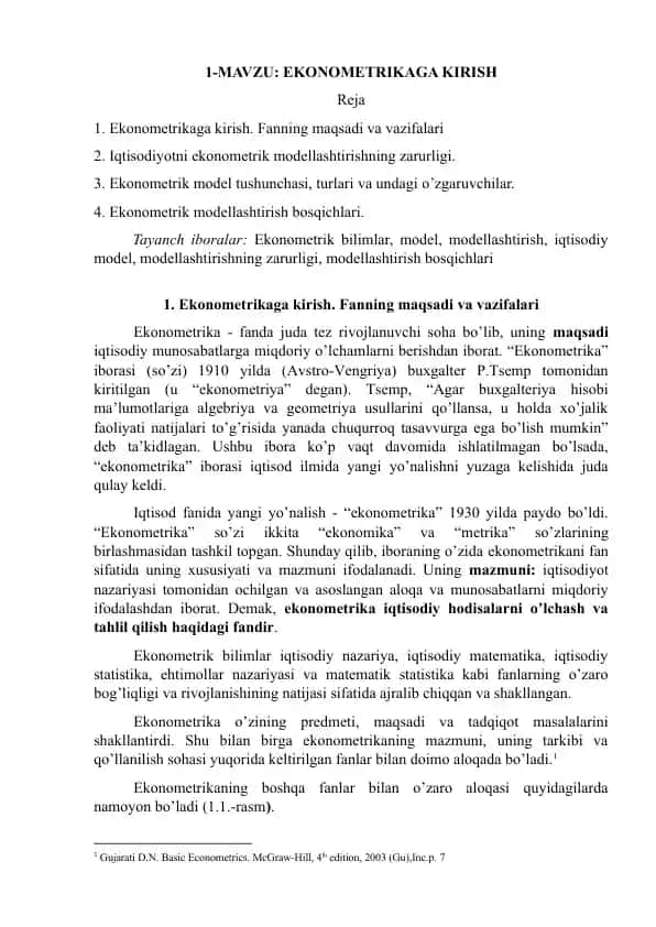 EKONOMETRIKAGA KIRISH