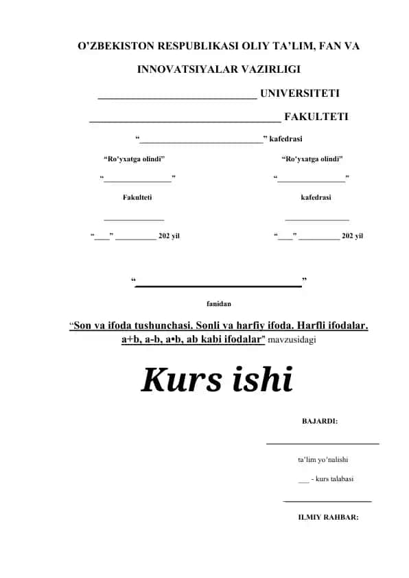 Son va ifoda tushunchasi. Sonli va harfiy ifoda. Harfli ifodalar. a+b, a-b, a•b, ab kabi ifodalar
