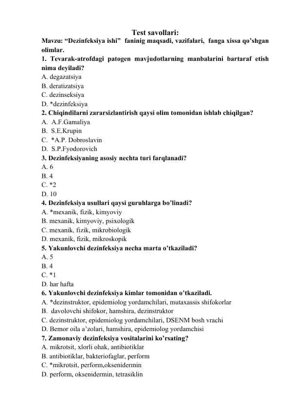 Dezinfeksiya ishi