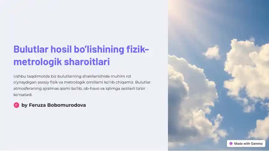 Bulutlar hosil bo'lishining fizik-metrologik sharoitlari