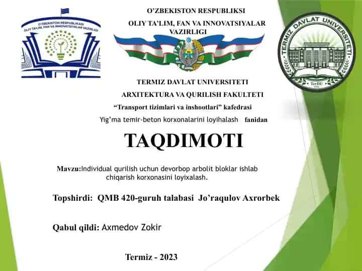 Individual qurilish uchun devorbop arbolit bloklar ishlab chiqarish korxonasi