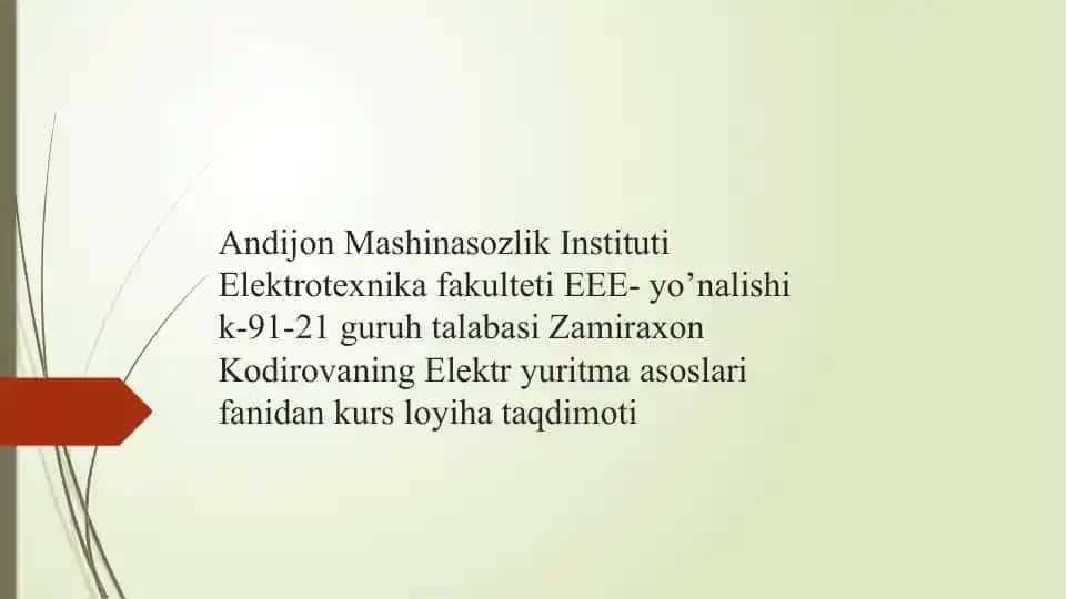 Elektryuritma kurs loyihasi