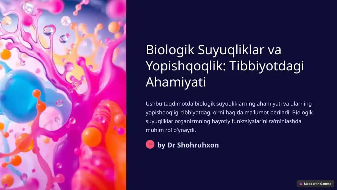 Biologik Suyuqliklar va Yopishqoqlik: Tibbiyotdagi Ahamiyati