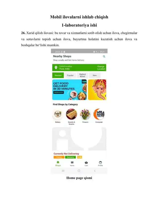 Mobil ilovalarni ishlab chiqish 1-topshiriq