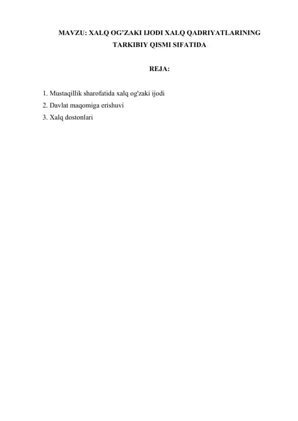 Xalq Og'zaki Ijodi