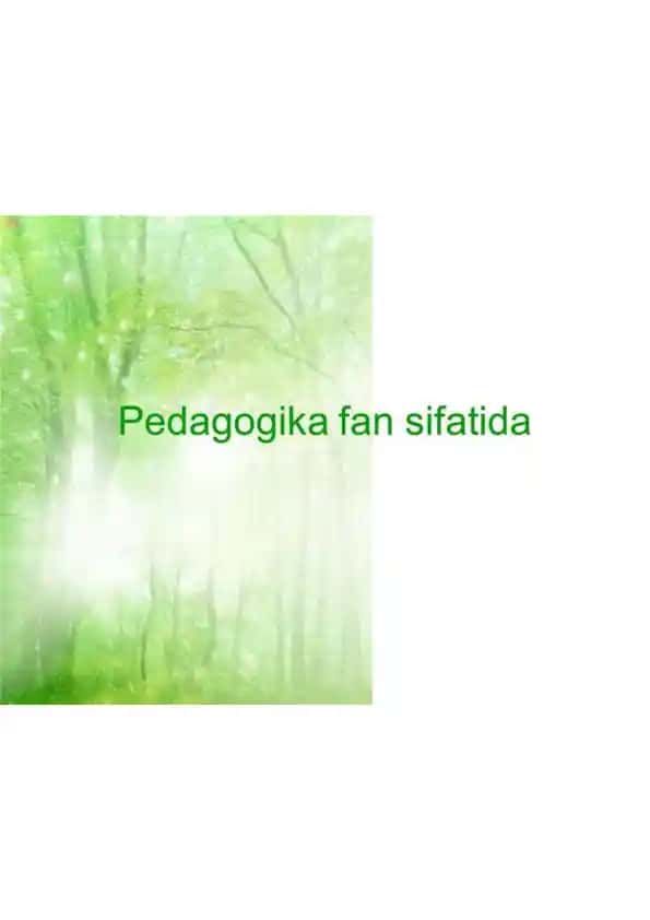 Pedagogika fanining shakllanish tarixi