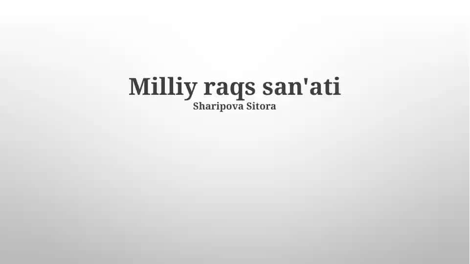 Milliy raqs san'ati