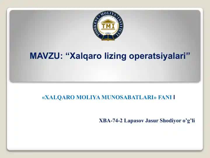 Xalqaro lizing operatsiyalari