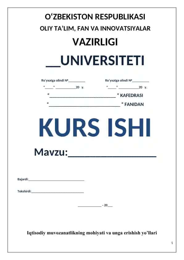 Iqtisodiyot nazariyasi fanidan kurs ishi