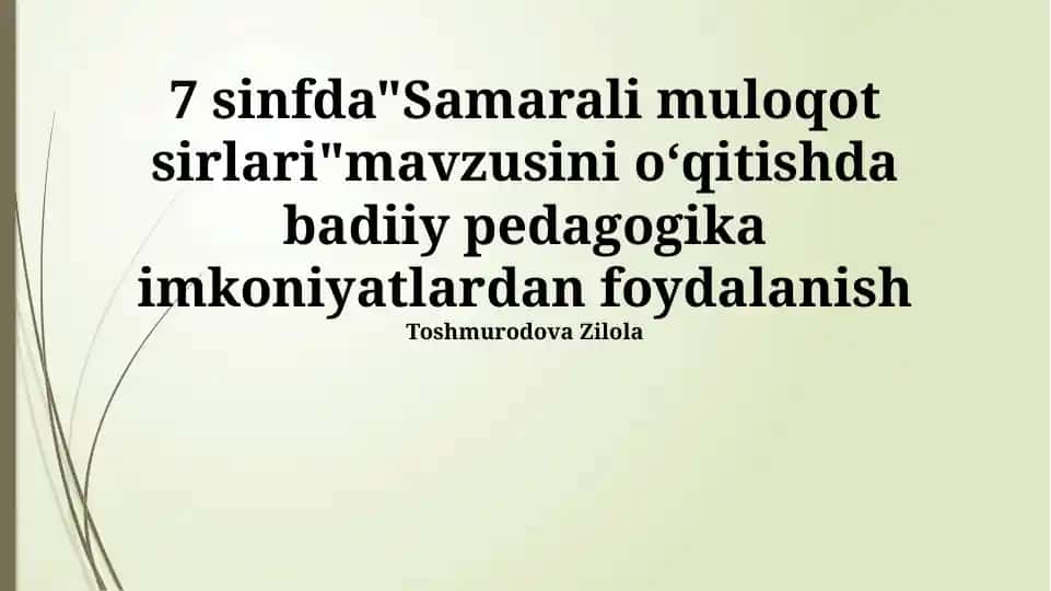 "Samarali muloqot sirlari"