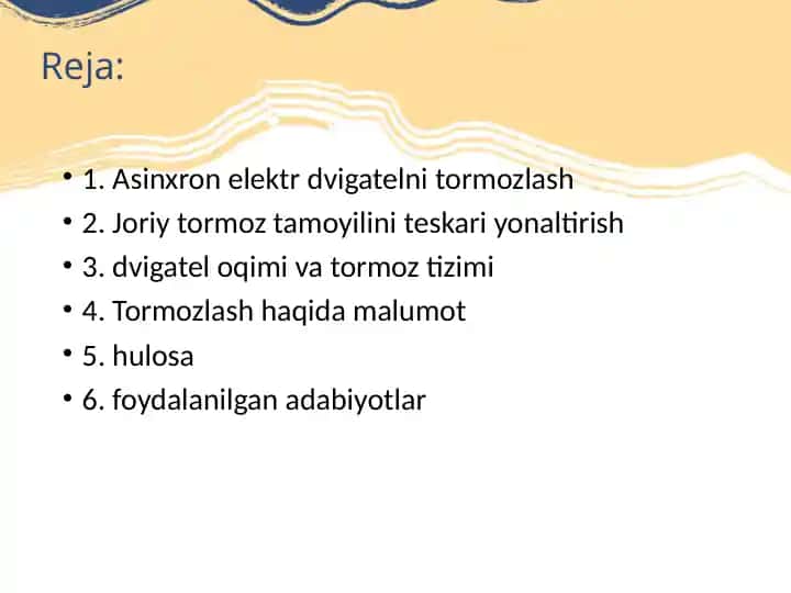 Asinxron elektr dvigatelni tormozlash
