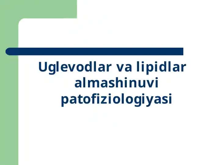 Uglevodlarvalipidlaralmashinuvipatofiziologiyasi