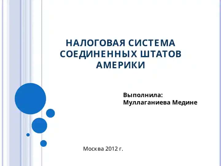 Налоговая система Соединенных Штатов Америки