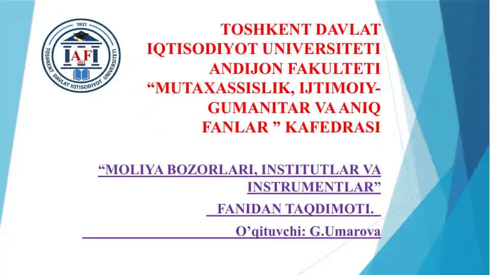 Moliya bozori tahlili