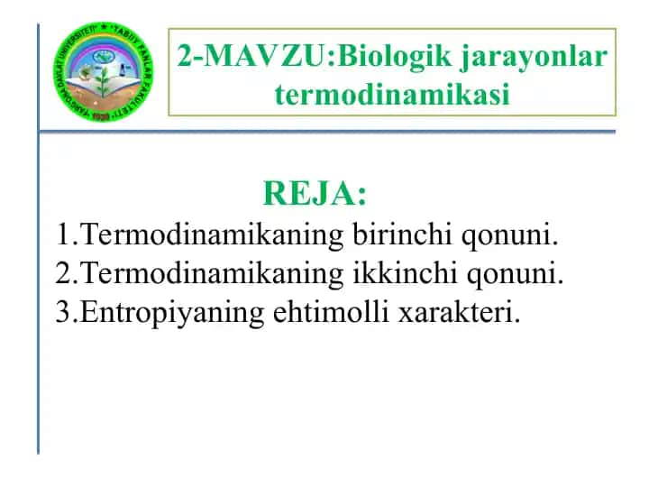Biologik jarayonlar termodinamikasi