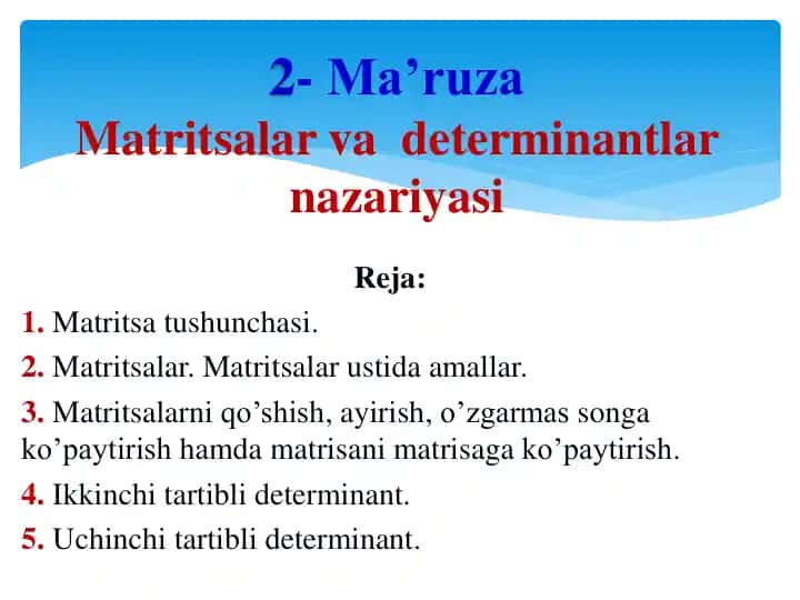 Matritsa va determinantlar nazariyasi