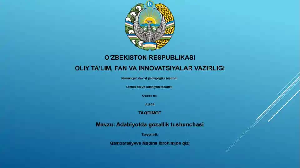 Adabiyotda gozallik tushunchasi