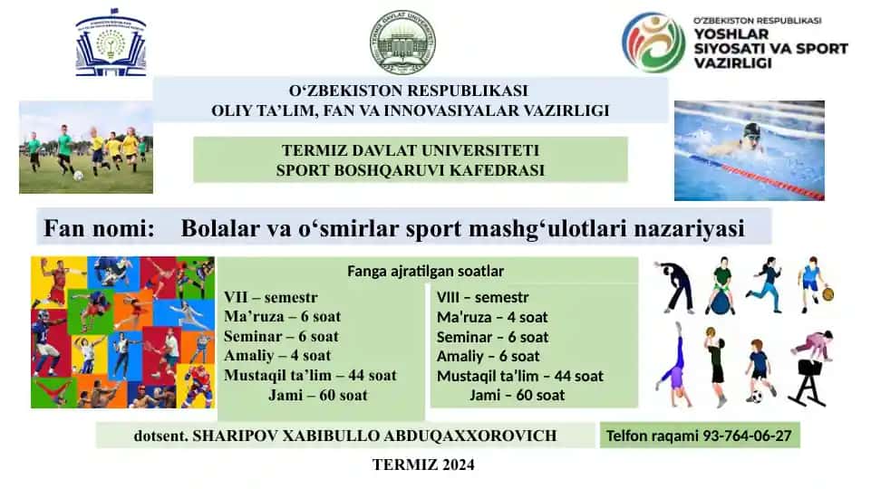 Bolalar va o‘smirlar sport mashg‘ulotlari nazariyasi