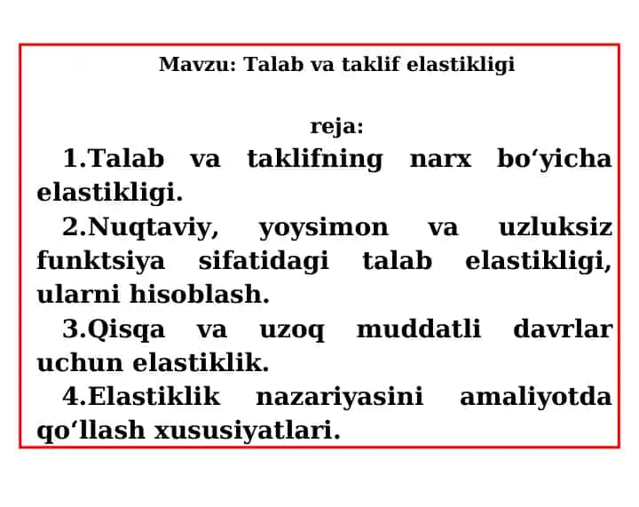 Talab va taklif elastikligi