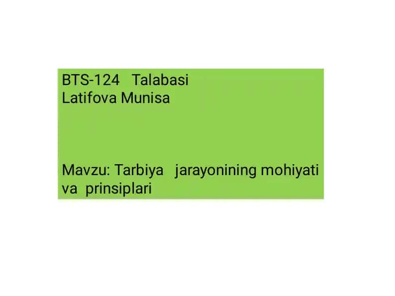 Tarbiya qoidalari va ularning mohiyati