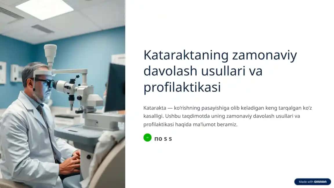 Kataraktaning zamonaviy davolash usullari va profilaktikasi