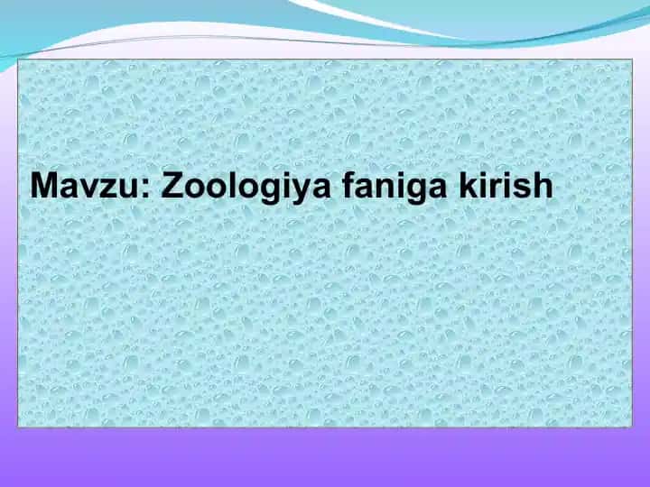 Zoologiya faniga kirish