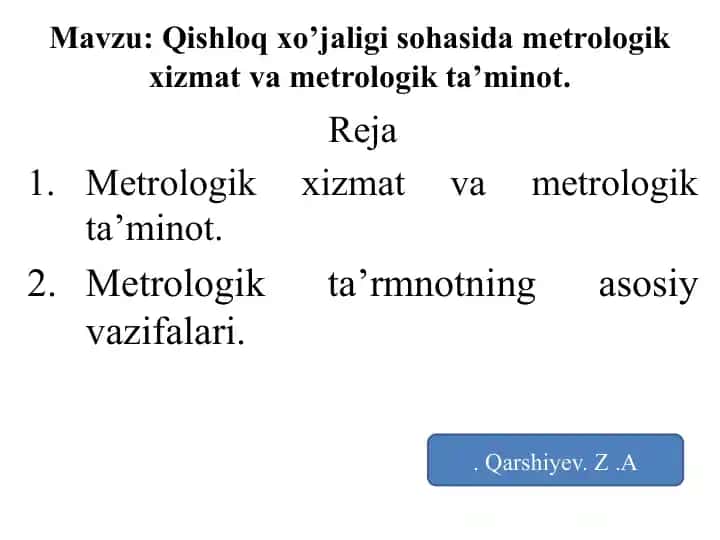 Metrologikxizmatva metrologik ta’minot