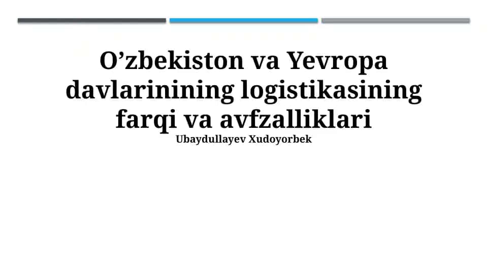 Xalqaro savdo va logistika