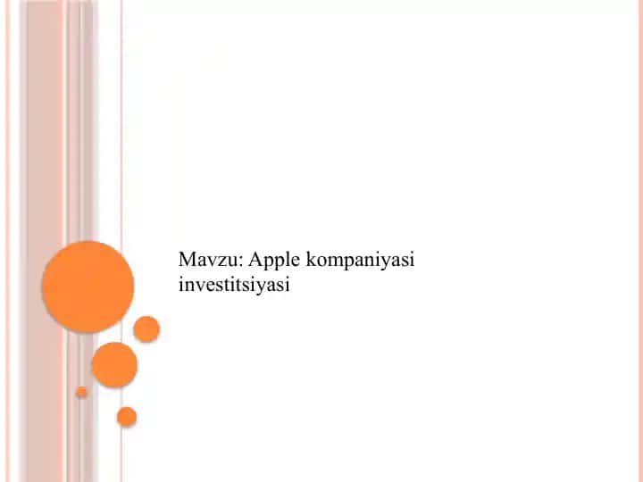Apple kompaniyasi investitsiyasi