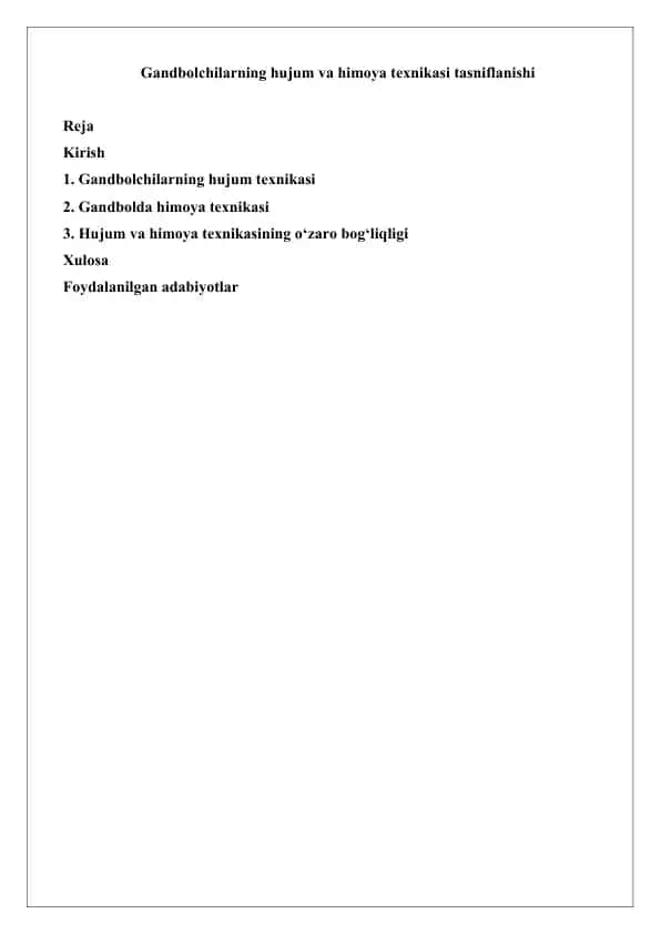 Gandbolchilarning hujum va himoya texnikasi