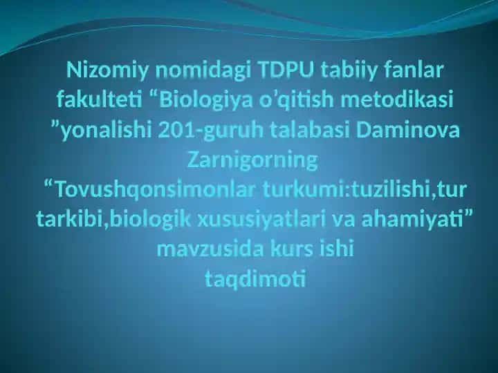 Biologiya o’qitish metodikasi - Tovushqonsimonlar turkumi:tuzilishi,tur tarkibi,biologik xususiyatlari va ahamiyati