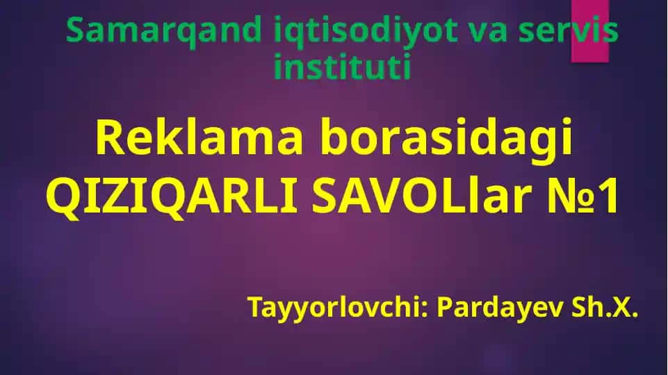QIZIQARLI SAVOLlar№1