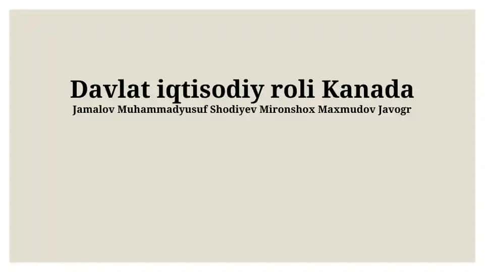 Davlat iqtisodiy roli Kanada