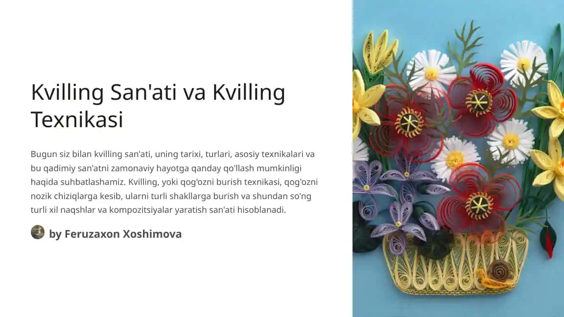 Kvilling San'ati va Kvilling Texnikasi