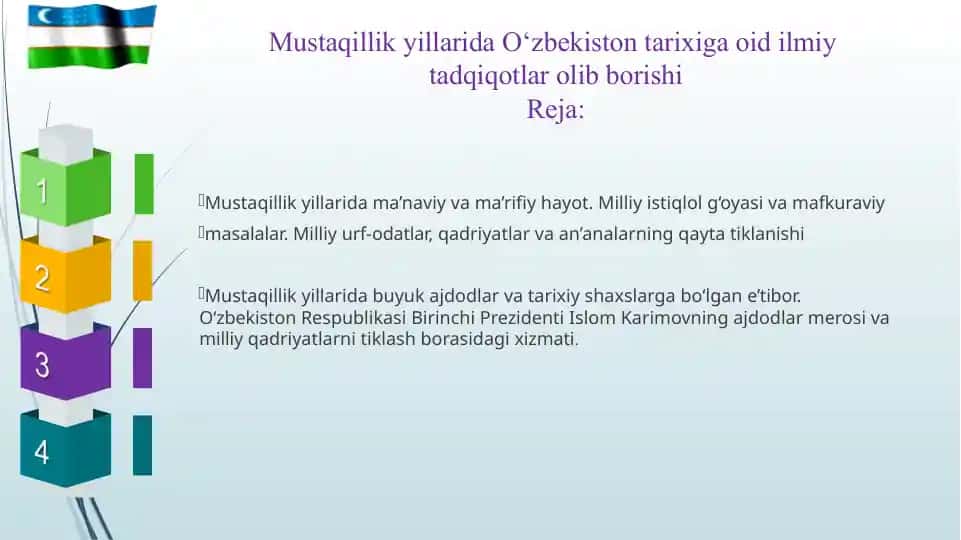 Mustaqillikyillarida O‘zbekiston tarixiga oid ilmiy tadqiqotlar