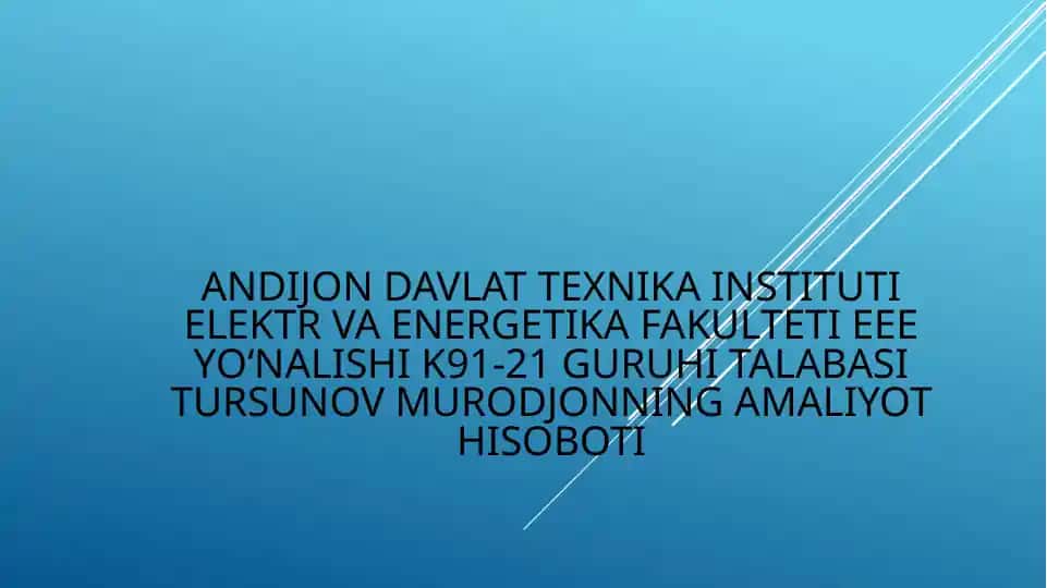 Amaliyot hisoboti "Uztemiryo’lmashtamir" UK Andijonmexanikazavodi