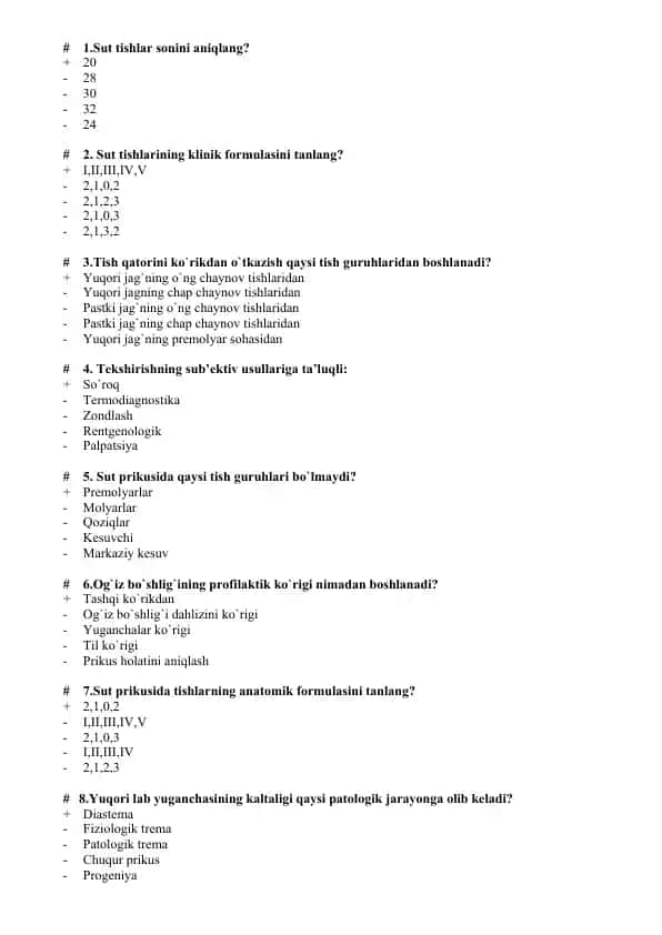 Sut tishlarining anatomiyasi va fiziologiyasi