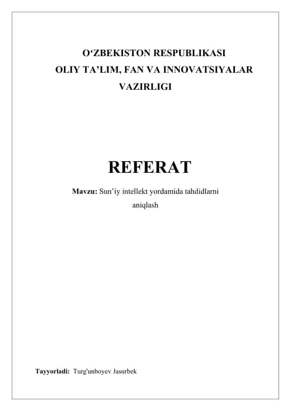 Sun’iy intellekt yordamida tahdidlarni aniqlash