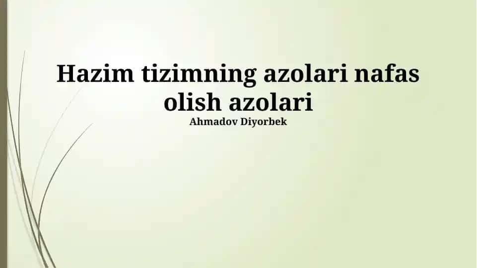 Hazim tizimi va nafas olish tizimi