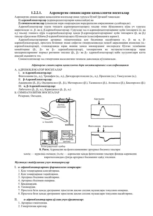 Адренергик синапсларни қамалловчи воситалар