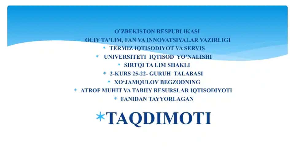 Ekologik samaradorlik va barqaror rivojlanish