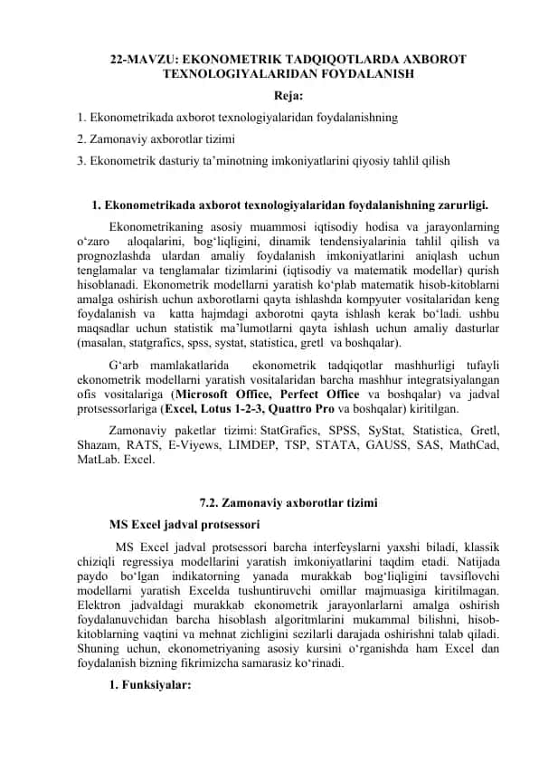 Ekonometrik Tadqiqotlar