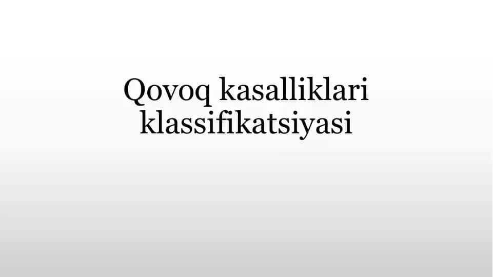 Qovoq kasalliklari klassifikatsiyasi