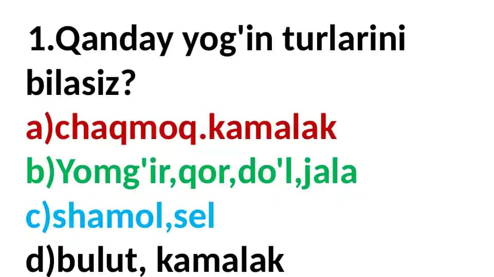 Qanday yog'in turlarini bilasiz?