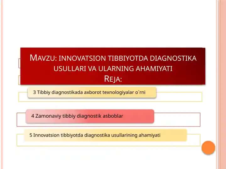 Innovatsion tibbiyotda diagnostika usullari va ularning ahamiyati